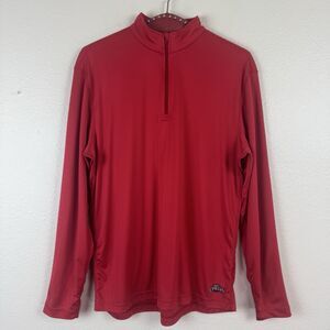 Hot Chillys Quarter Zip Lightweight Base Layer Long Sleeve Pullover Top Red M